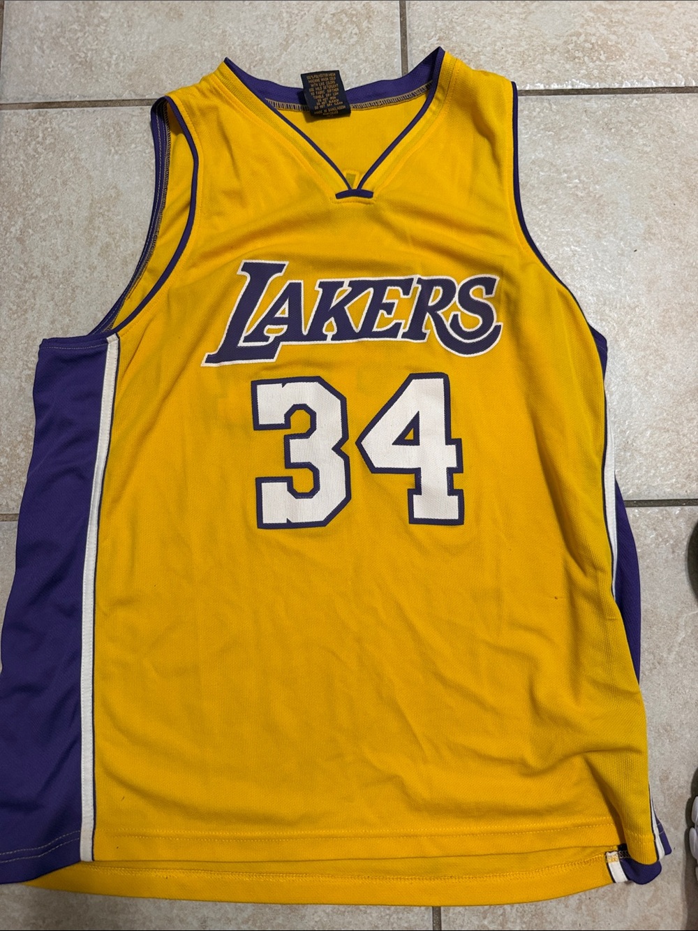 Los Angeles Lakers Yellow #34 Basketball Jersey